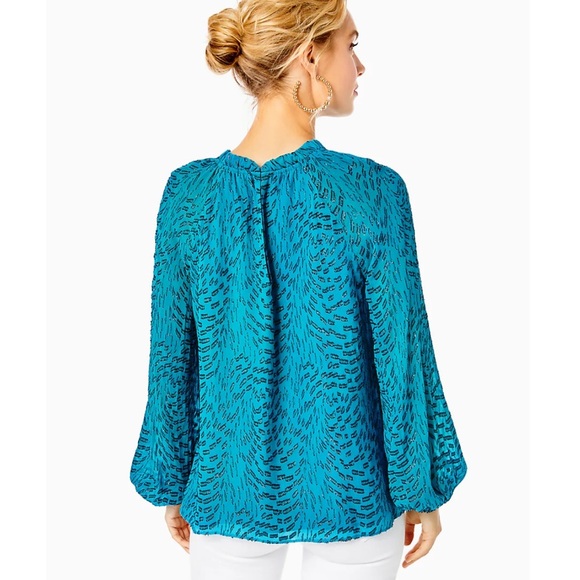 LILLY PULITZER Caline Long Sleeve Silk Top - Picture 3 of 7